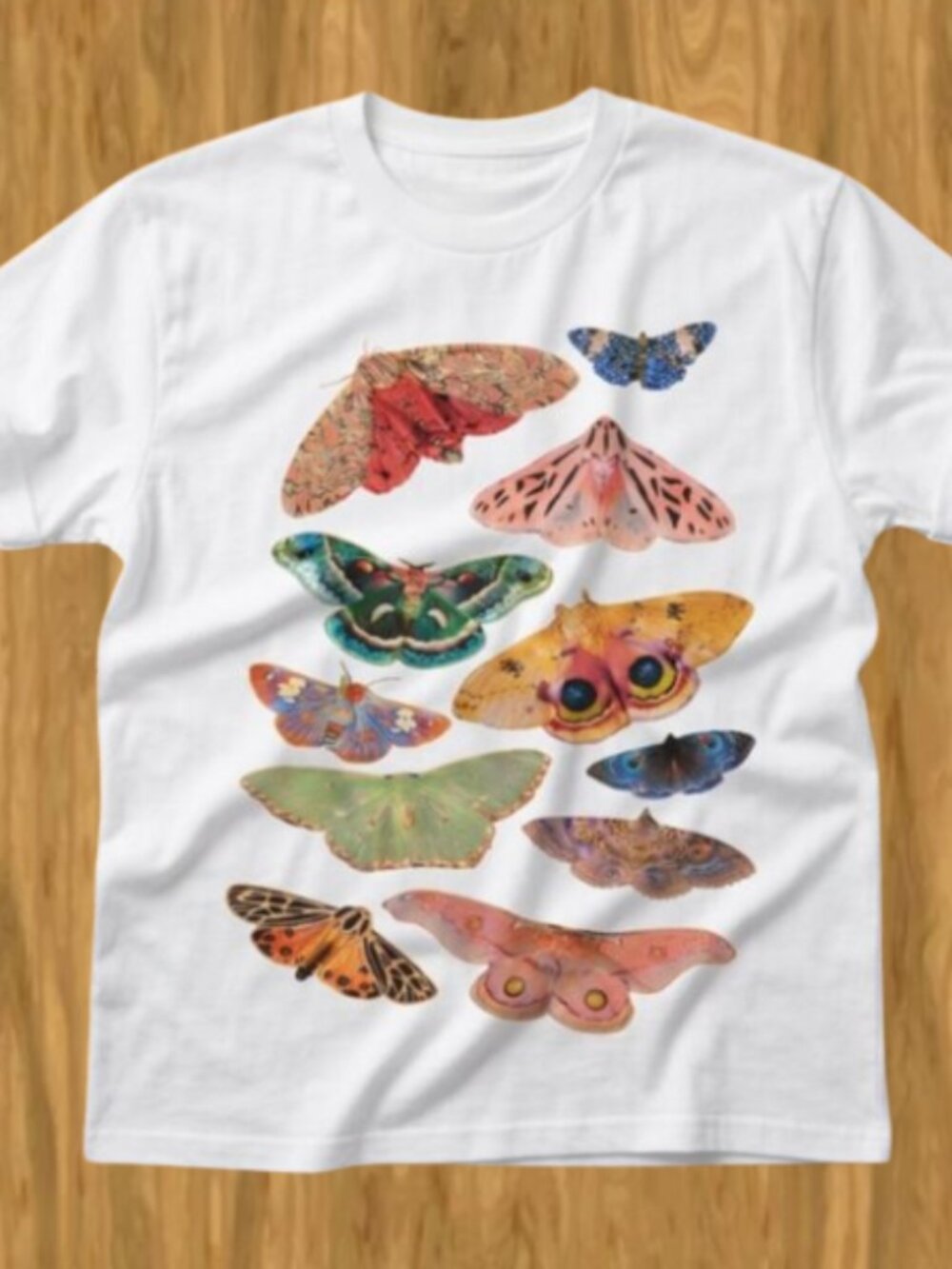 White Butterfly Moth Collection Graphic T-Shirt Nature Insect Illustration Tee